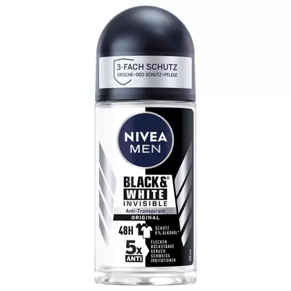 Deodorant Roll-on NIVEA Antiperspirant Men Black Alb Invisible, 50ml